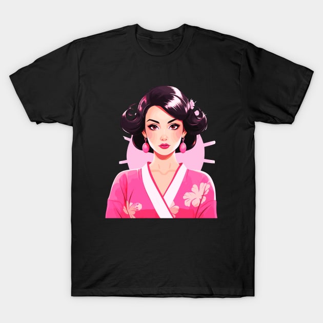 Japanese girl Geisha vintage retro modern pin-up woman in kimono T-Shirt by Sara-Design2